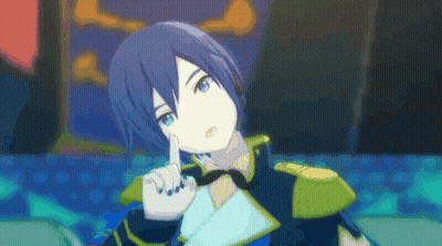 Cartoon Character With Blue Hair Pointing Up GIF