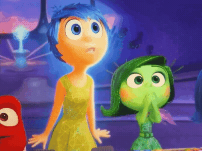 Cartoon Character With Blue Hair Standing Next To Green One GIF