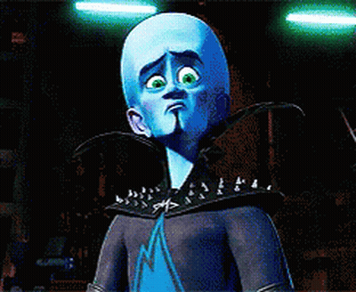 Cartoon Character With Blue Head And Green Eyes GIF