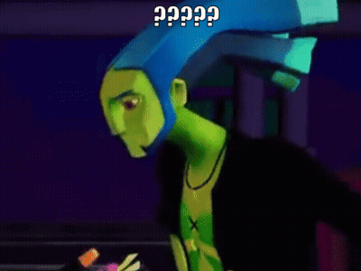 Cartoon Character With Blue Helmet And Question Mark GIF