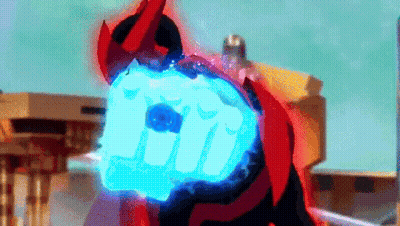 Cartoon Character With Blue Light Coming Out Of Back GIF