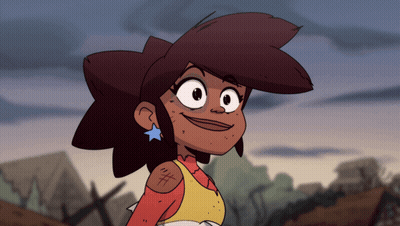 Cartoon Character With Blue Star On Ear Smiles GIF