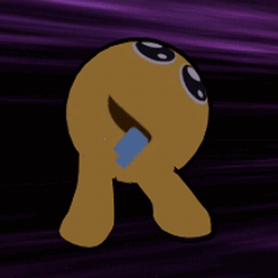 Cartoon Character With Blue Tongue Sticking Out Against Purple Background GIF