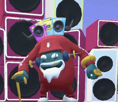 Cartoon Character With Boombox On Head And Cane GIF