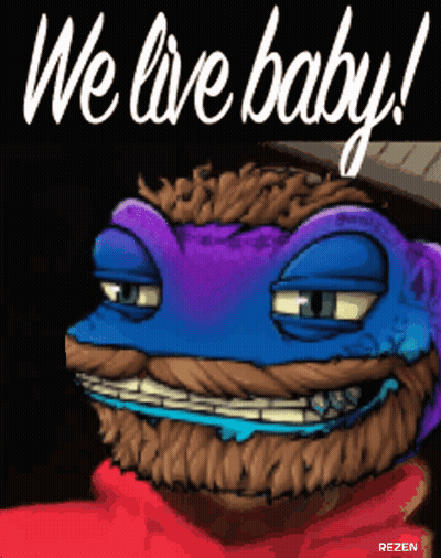Cartoon Character With Braces And Beard Says We Live Baby GIF