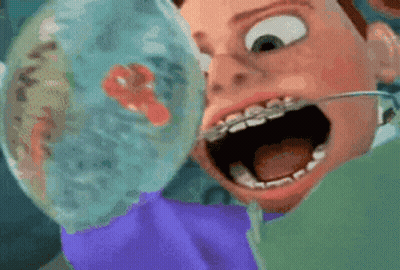 Cartoon Character With Braces Looking At Something GIF