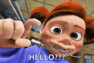 Cartoon Character With Braces Says Hello GIF