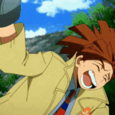 Cartoon Character With Brown Hair And Tan Jacket Laughing GIF