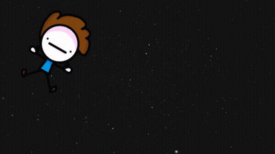 Cartoon Character With Brown Hair Floating GIF