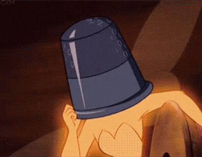 Cartoon Character With Bucket On Head GIF