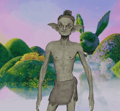 Cartoon Character With Bun On Head And Ears GIF