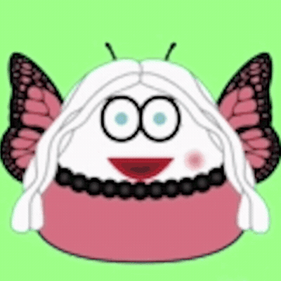 Cartoon Character With Butterfly Wings and Necklace