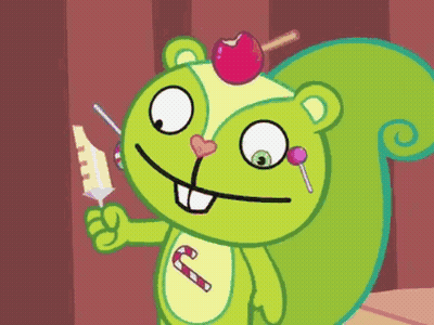 Cartoon Character With Candy Cane On Chest GIF