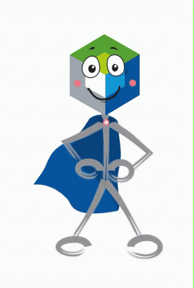 Cartoon Character With Cape And Scissors GIF