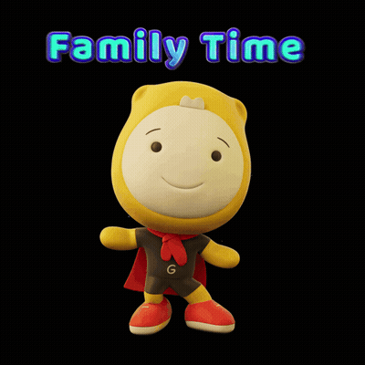 Cartoon Character With Cape Saying Family Time GIF