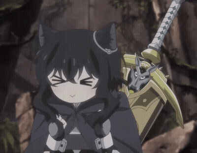 Cartoon Character With Cat Ear And Sword GIF