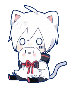 Cartoon Character With Cat Ear Holding Stuffed Animal Sticker