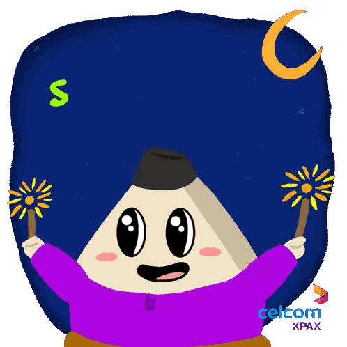 Cartoon Character With Celcom Xpax Logo Sticker