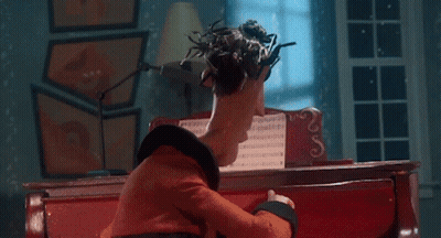 Cartoon Character With Clock On Head Saying A GIF