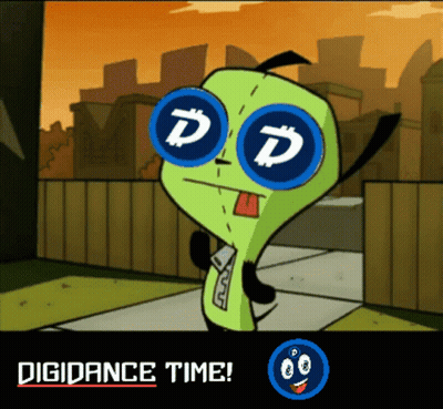 Cartoon Character With Coin On Head Saying Digidance Time GIF