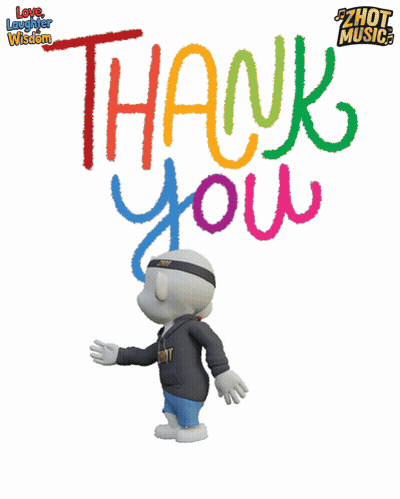 Cartoon Character With Colorful Thank You Sign GIF