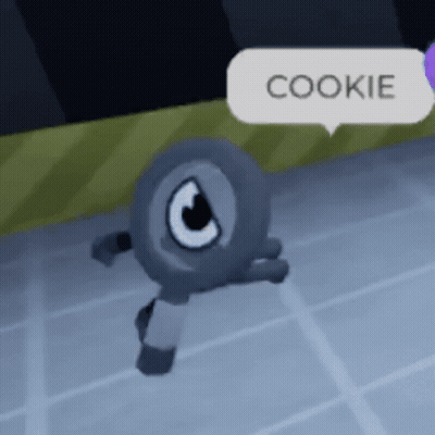 Cartoon Character With Cookie Speech Bubble GIF
