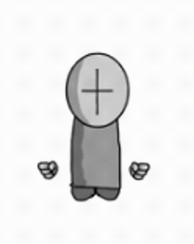 Cartoon Character With Cross On Head Next To Heart GIF
