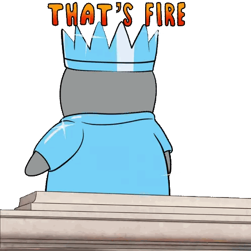 Cartoon Character With Crown And Fire Sticker
