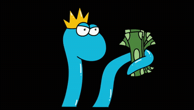 Cartoon Character With Crown Holding Money GIF