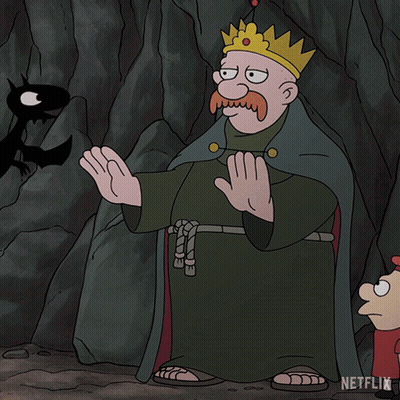 Cartoon Character With Crown Saying Peace Be With You GIF