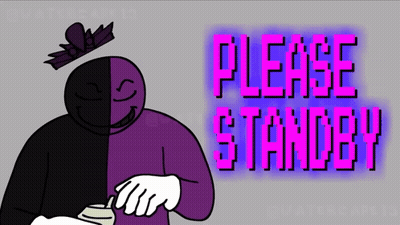 Cartoon Character With Crown Saying Please Standby GIF