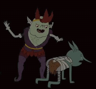 Cartoon Character With Crown Standing Next To Another GIF