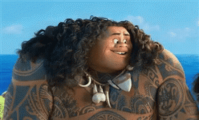 Cartoon Character With Curly Hair And Tattoos Smiling GIF