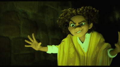 Cartoon Character With Curly Hair In Yellow Robe GIF