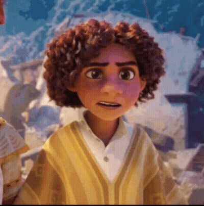 Cartoon Character With Curly Hair In Yellow Sweater GIF