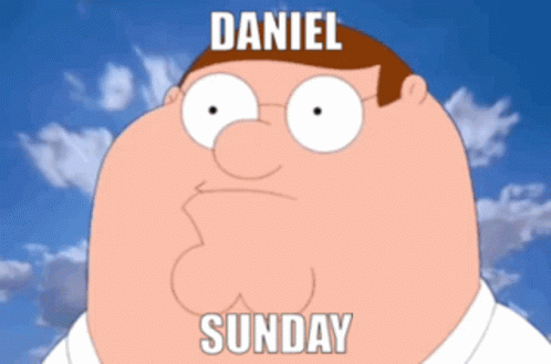 Cartoon Character With Daniel Sunday On His Head GIF