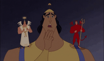 Cartoon Character With Devil And Angel GIF