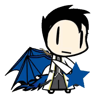 Cartoon Character With Dragon Wing And Blue Star Sticker