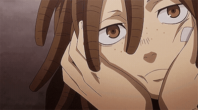 Cartoon Character With Dreadlocks Covering Face GIF