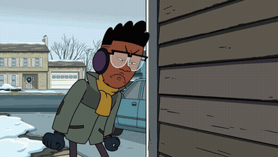 Cartoon Character With Ear Muffs And Glasses By House GIF