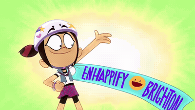 Cartoon Character With Enhappify Brighton Banner GIF