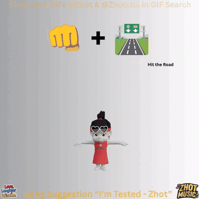 Cartoon Character With Fist Saying Hit The Road GIF
