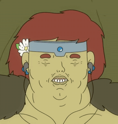 Cartoon Character With Flower In Hair And Blue Headband GIF