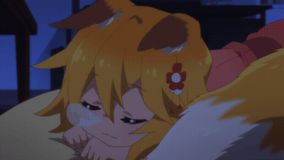 Cartoon Character With Flower In Hair Laying Down GIF