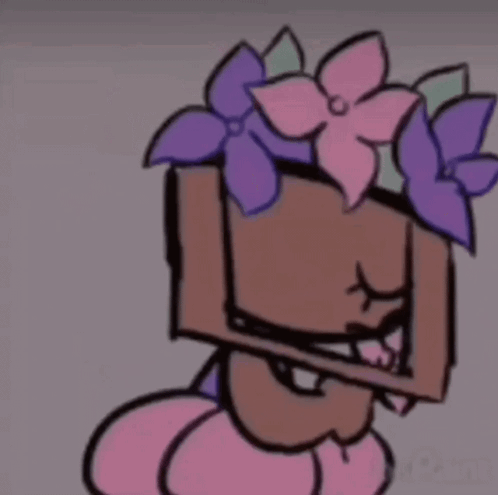 Cartoon Character With Flowers On Head GIF