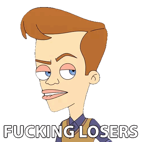 Cartoon Character With Fucking Losers Text Sticker