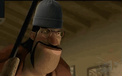 Cartoon Character With Glasses And Beanie Holding Gun GIF