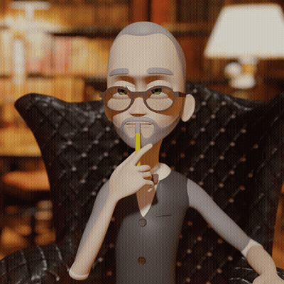 Cartoon Character With Glasses And Beard Sitting In Chair GIF