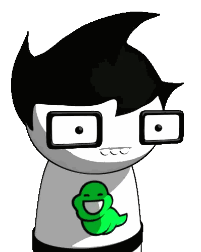 Cartoon Character With Glasses And Green Snake Sticker