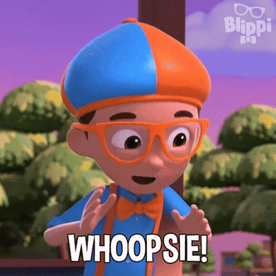 Cartoon Character With Glasses And Hat Saying Whoopsie GIF